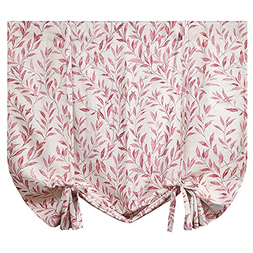 Vogol Bathroom Curtain Red Tie Up Shade For Small Window, Window Valance Balloon Blind (Rod Pocket Panel, 42 Inches W X 63 Inches L) #TOP5