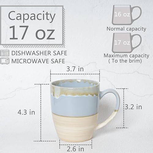 Miniatura 2 de Bosmarlin Juego de 4 tazas de café de cerámica, 16 onzas, 5 colores para elegir, tazas de té, aptas para lavavajillas y microondas, esmalte reactivo