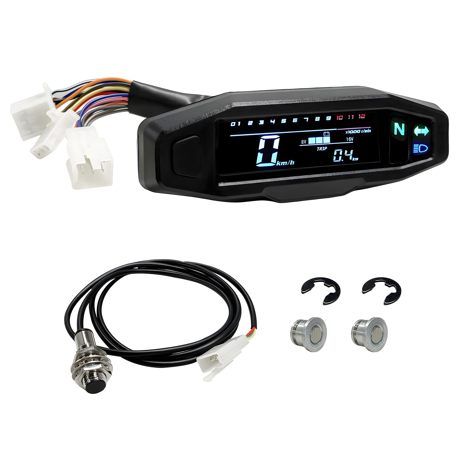 JINXl Motorcycle Speedometer, 6 Gear 12000 RPM Digital Speed Gauge with Mini LCD Screen, Waterproof Gauge Cluster Tachometer Odometer Oil Level Meter for Small Engine Motorcycles-picture-15
