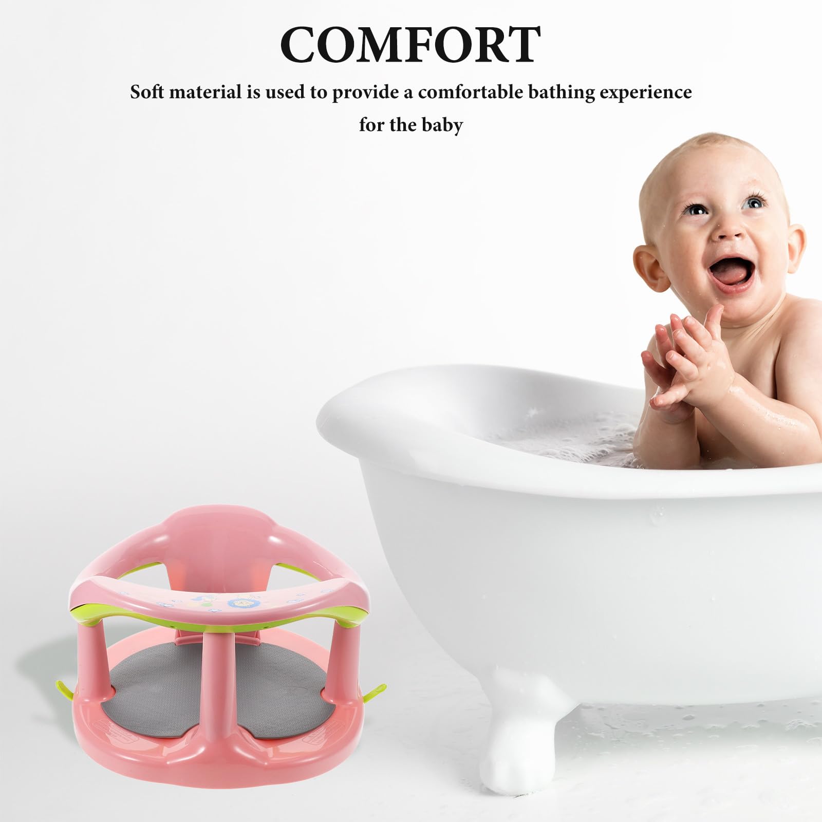 Mipcase Asiento de Baño para Bebés Rosa Antideslizante Material Pp y Tpr, Fácil de Transportar y Almacenar para Recién Nacidos E Infantes