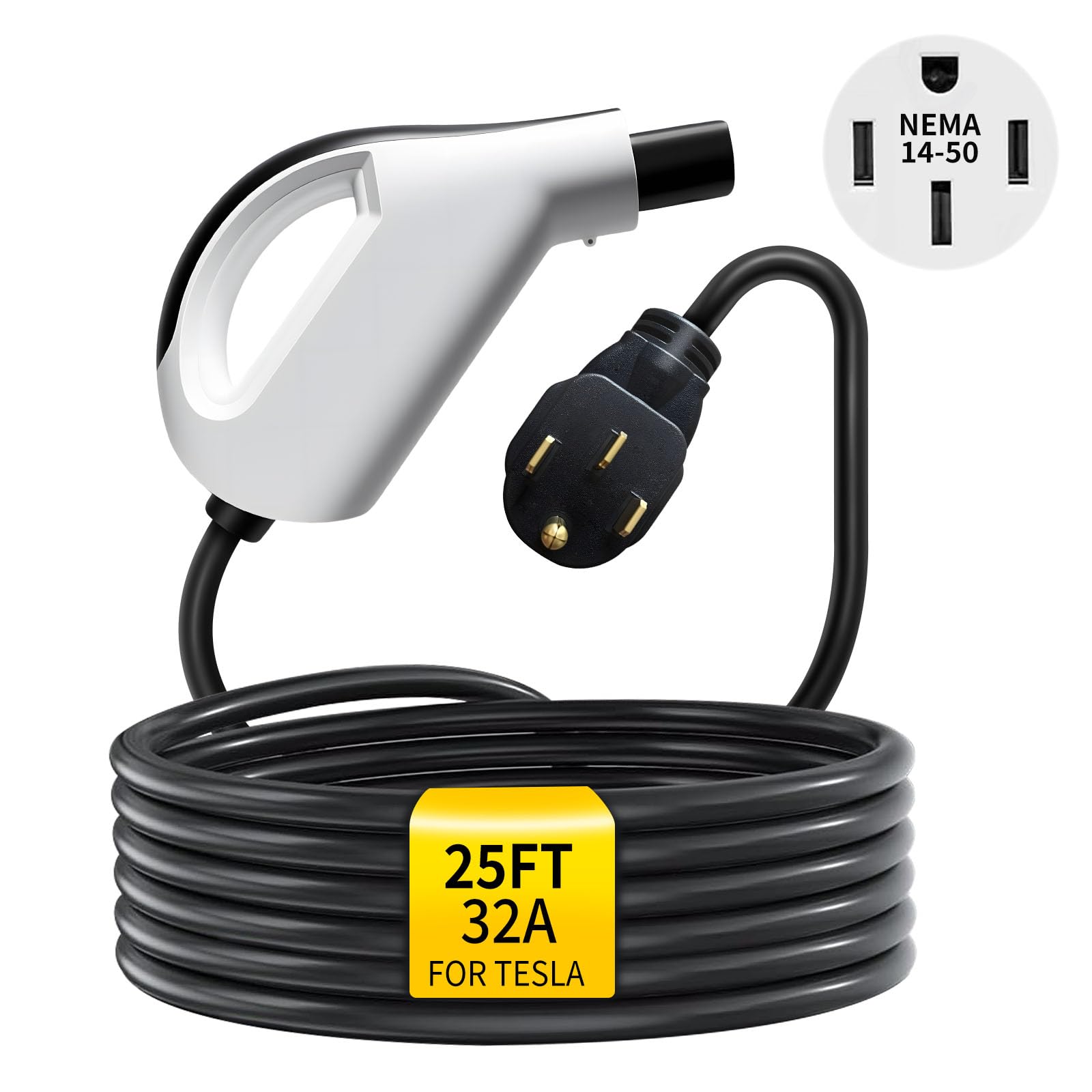NACS Level 2 EV Charger for Tesla Vehicles, 240V 32A, NEMA 14-50