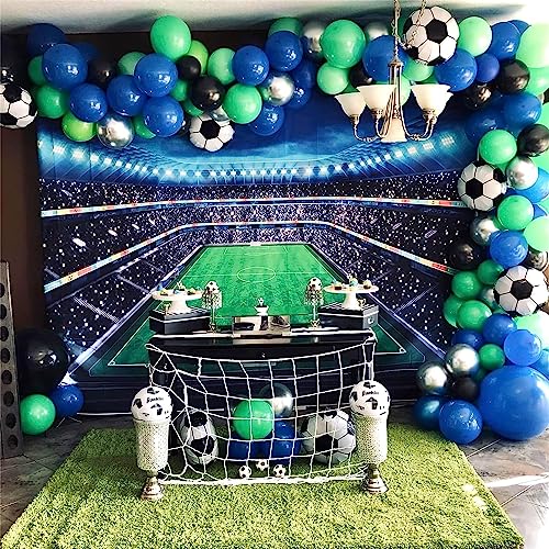 Image of AR GIFTZADDA 50 Pcs Green Black White Balloons for Football Party Decorations for Boys Birthday Theme Party (Football Theme, Green, White, Black Balloons)