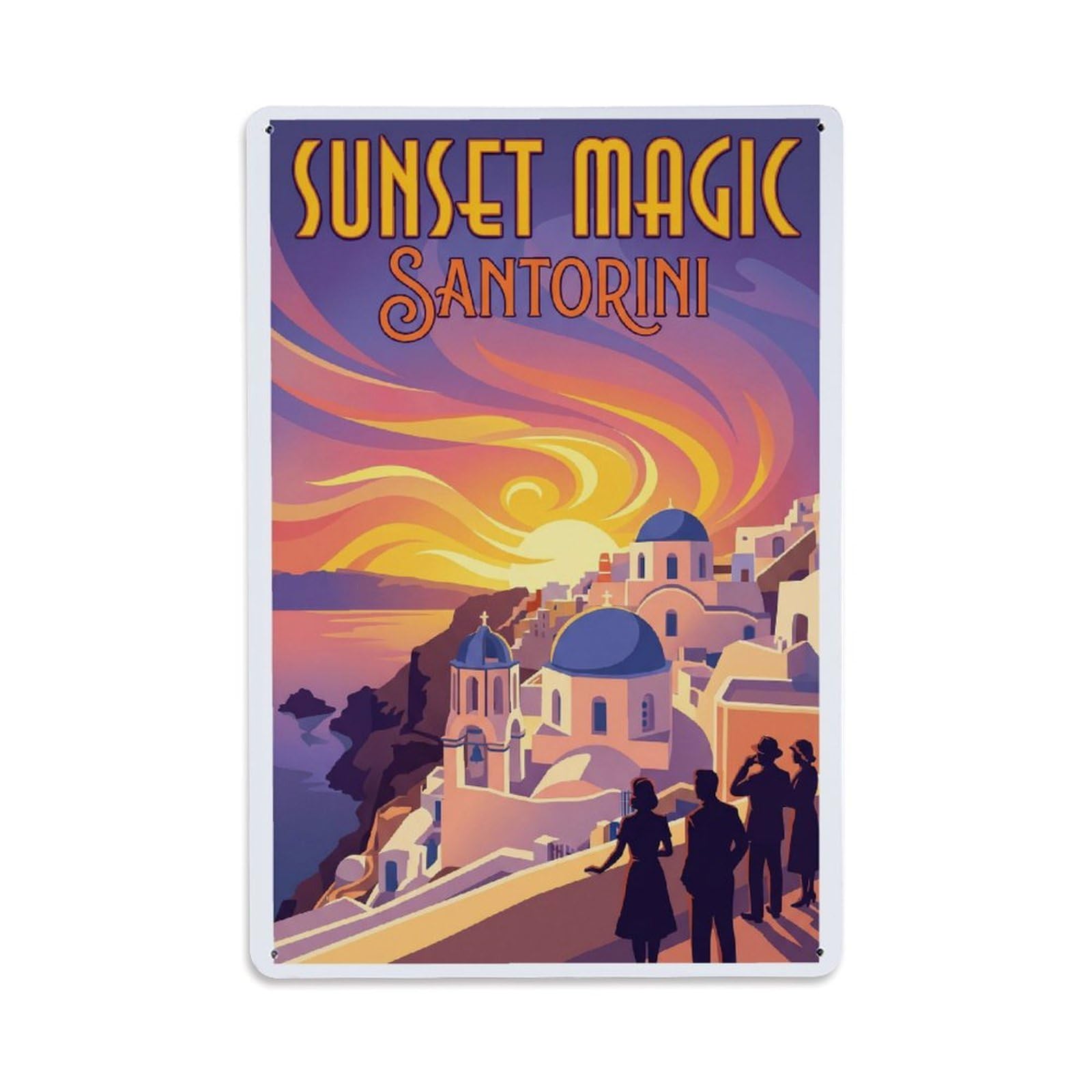 Gead 8X12inch Style Vintage Travel Santorini Sunset Magic Metal Tin Sign