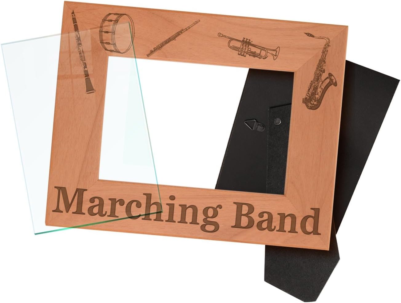 Personalized Gifts Marching Band Gift School Band Mom or Dad Natural Wood Engraved 4x6 Landscape Picture Frame Wood