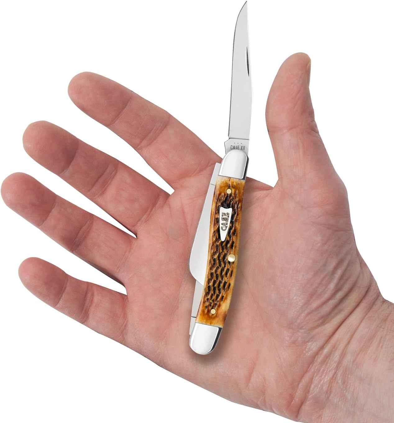 Case XX Pocket Knife BURNT AMBER BONE MEDIUM STOCKMAN IN GIFT TIN Item #10778-6318 SS - Length Closed: 3 5/8Inches