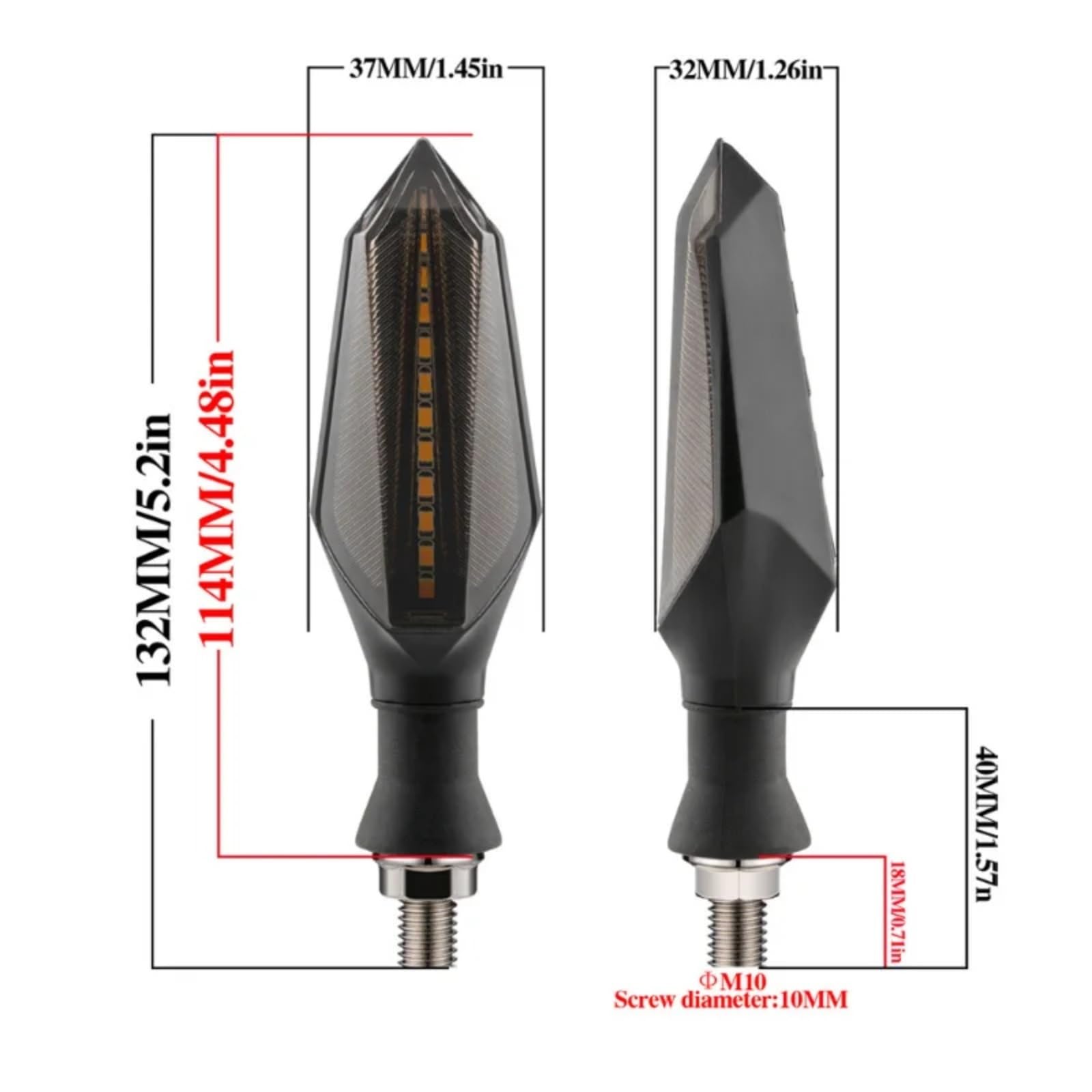 Per Shadow Per VT750 Per VT600 Per Grom 125 Per CBR600F Indicatori Di Direzione Luce Lampeggiante Lampada Frecce Segnale 12V 10mm Indicatore Flash Sequenziale(B)