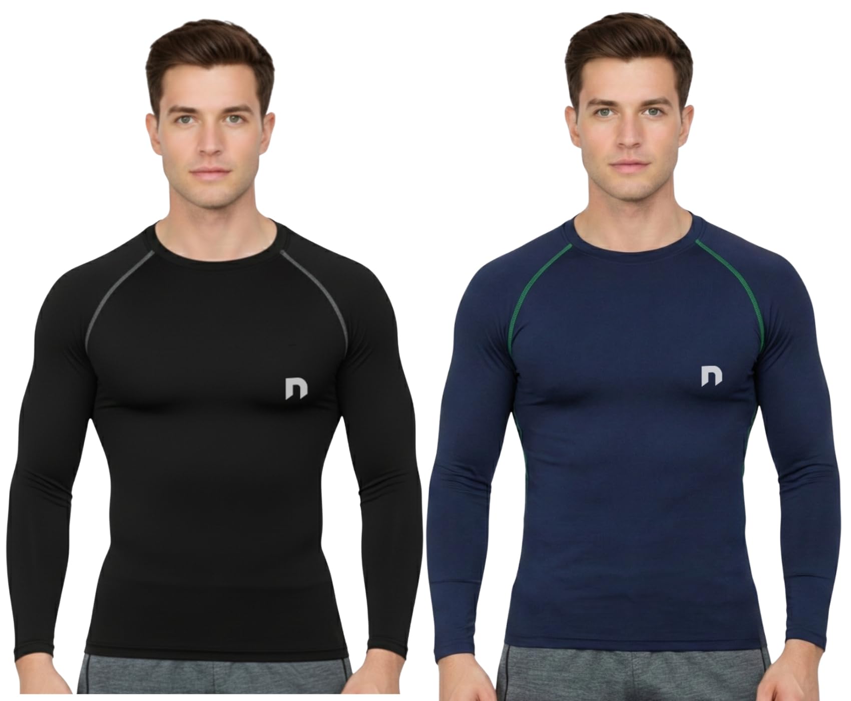 never lose Men's Compression Ultima T-Shirt Top Skin Tights Fit Lycra Inner Wear Full Sleeve for Gym Cricket Football Badminton Sports Combo (Pack of 2)-picture-32