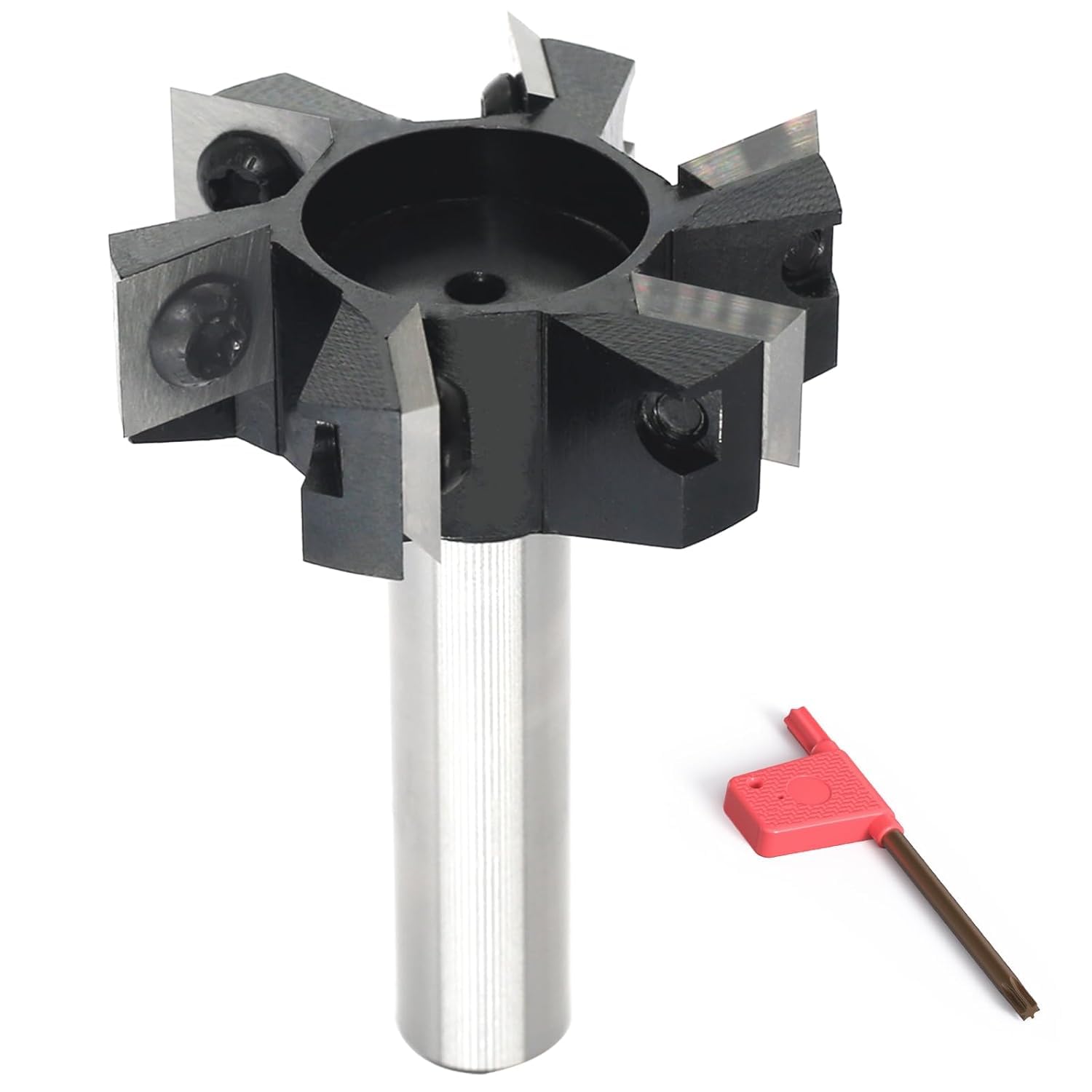 6-Wing CNC Spoilboard Surfacing Router Bit, Carbide Insert, 2"CD, 1/2"Shank