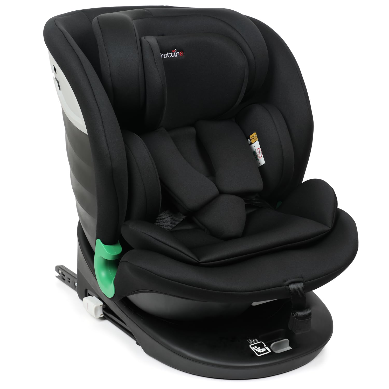 Bradford siège auto pivotant R129 i-size 40-150 cm, Groupe 0+/1/2/3, naissance-36 kg, Isofix, RWF ou FWF, très longue durée d'utilisation : un seul siège de la naissance à 12 ans - Shadow