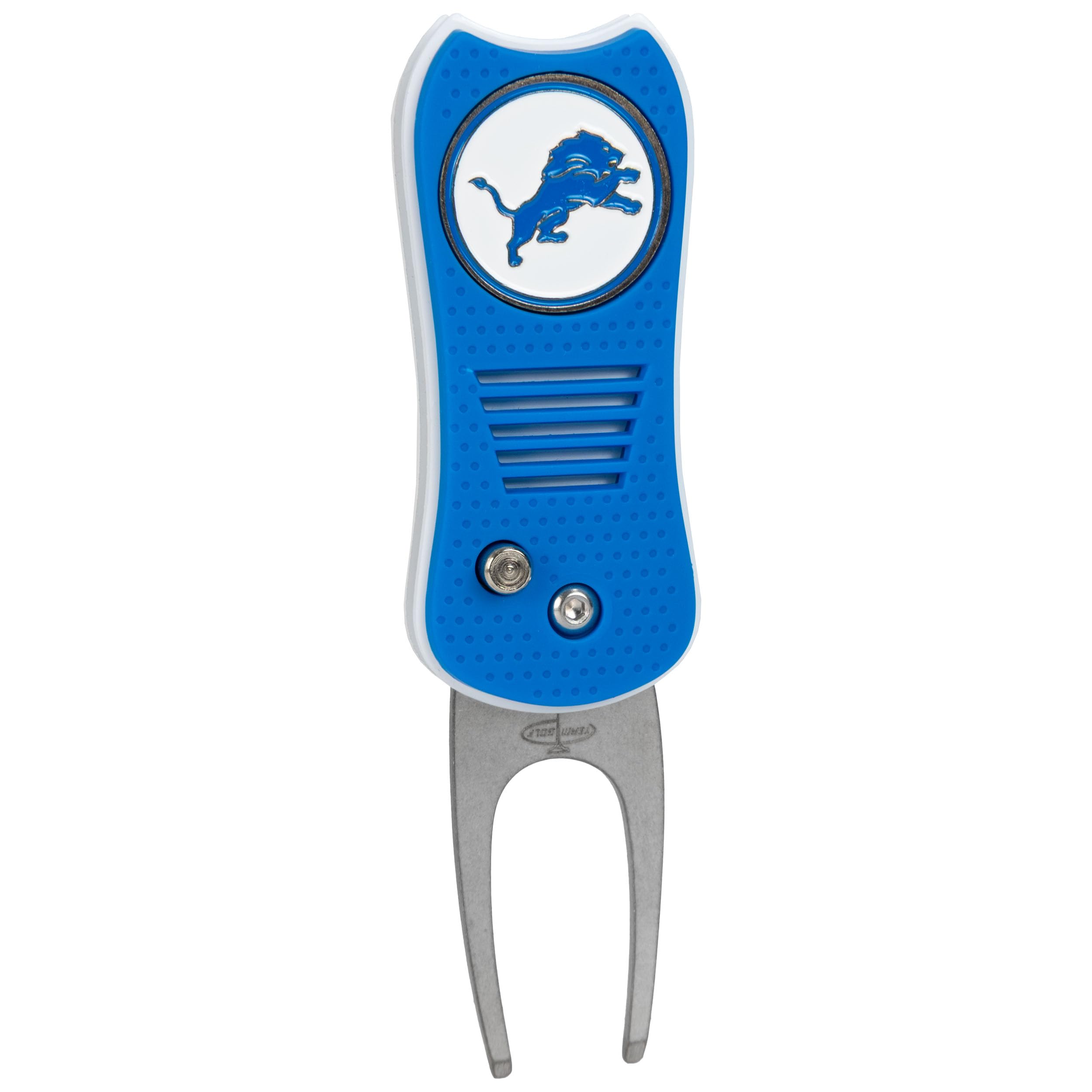 Team Golf NFL Detroit Lions Retractable Divot Tool with Double-Sided Magnetic Ball Marker, Features Patented Single Prong Design, Causes Less Damage to Greens