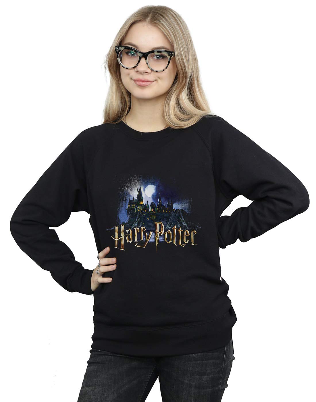 Absolute Cult Hary Potter Women's Hogwarts Castle Sweatshirt Black Small