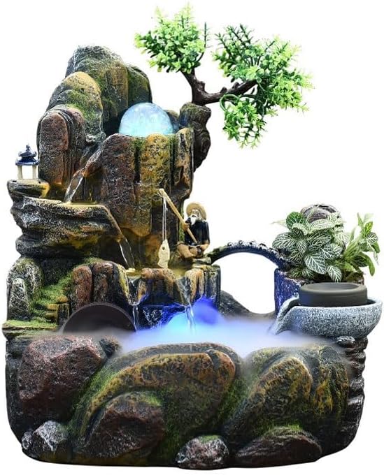 Small Fountain Indoor Crystal Ball Circulating Water Ornaments Indoor Living Room Tabletop Fountain Rockery Fountain Decorations Tabletop Fountains