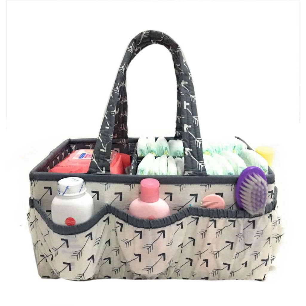 Bacati Arrows Nursery Fabric Storage Caddy with Handles, Grey