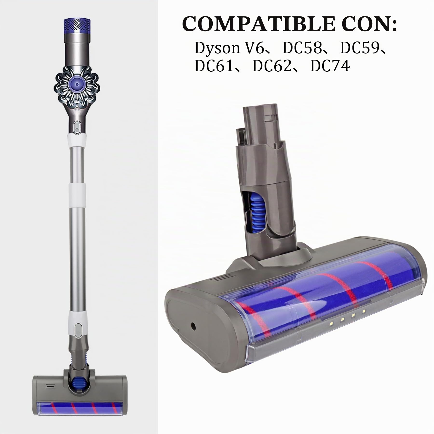 Cabezal limpiador de rodillo suave de repuesto para aspiradora inalámbrica Dyson V6, DC58, DC59, DC61, DC62, DC74, accesorio para suelo duro