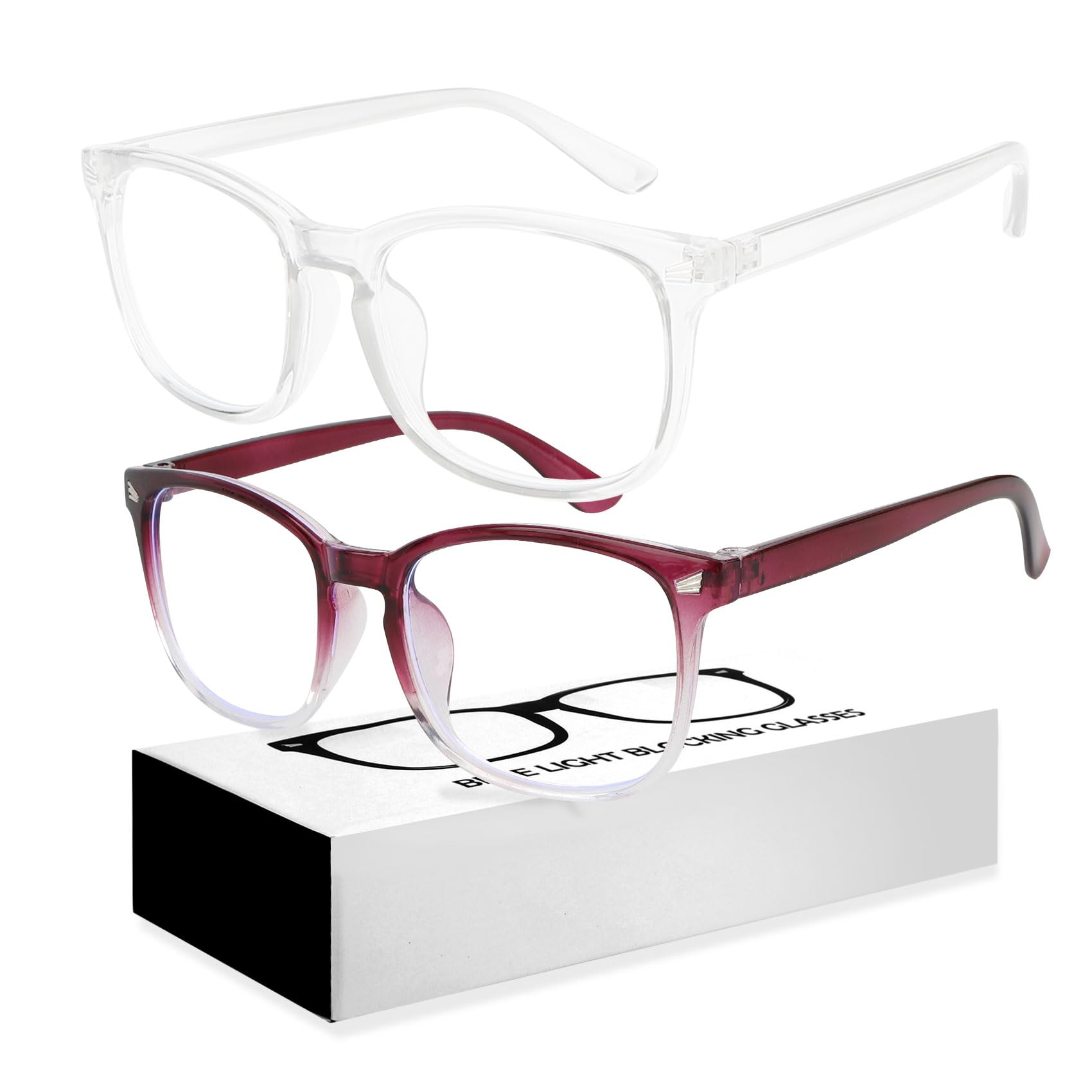 Vilnadu 2 Pack Blue Light Glasses For Woman Men Reading Glasses Blue Light Blocking Glasses Computer Bluelight Glasses
