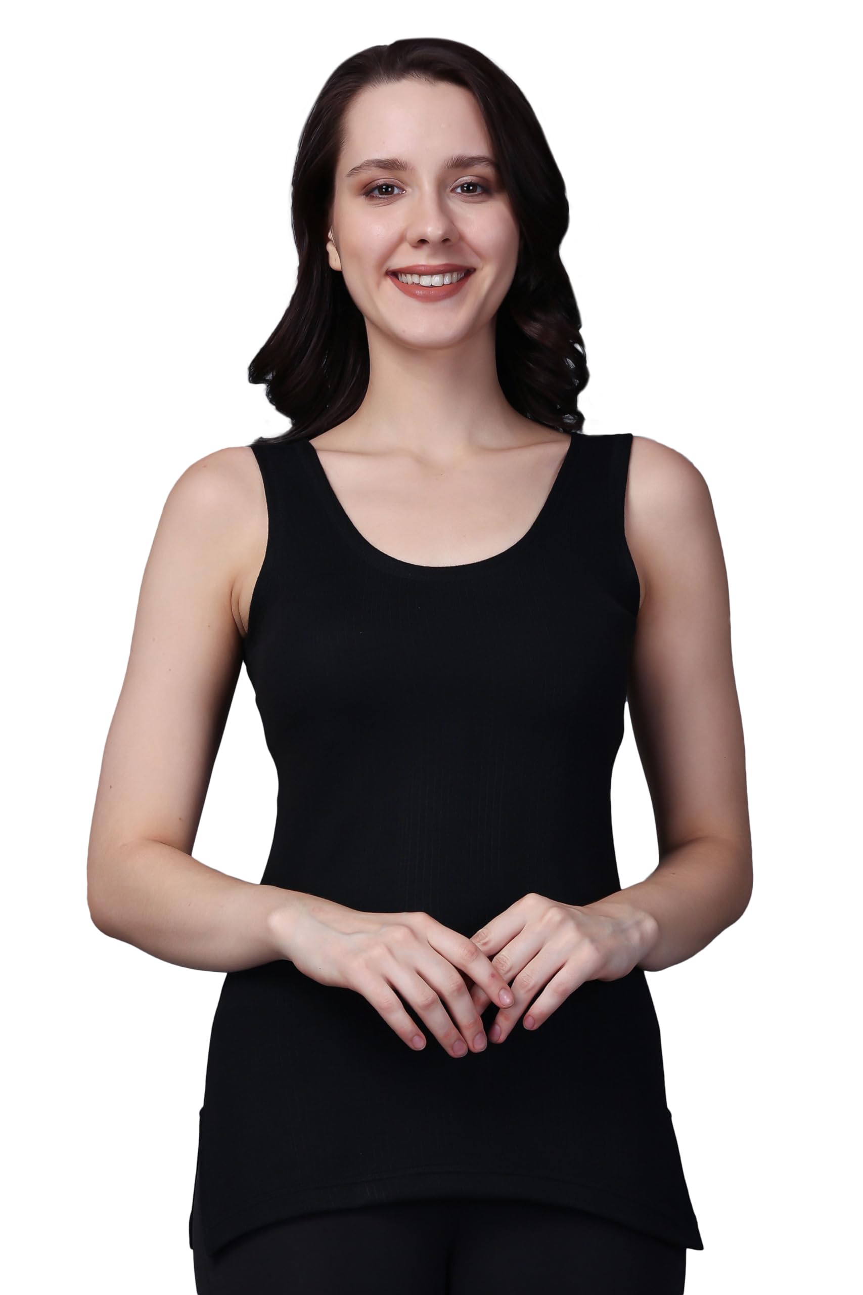 FFWomen's Thermal Scoop Neck Cami Tank Tops, Ultra Soft Fleece Lined Camisole, Winter Warm Underwear Top