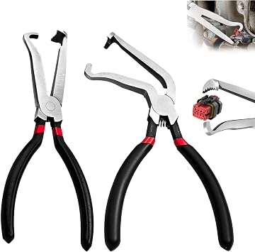 2Pcs Electrical Disconnect Pliers, 60 Degree Straight Connector Separator Plier for Car Wiring Electrical Connector Pliers for Cars, Fuel Line Disconnect Tool Set for Push Tab Style Plugs
