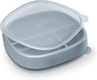 NUK for Nature Baby Suction Plate with Leak-Proof Lid - Microwave Safe, Dishwasher Safe, BPA-Free, Divided Sections for Mess-Free Meals