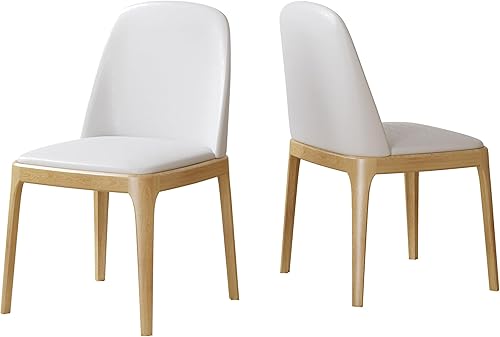 Miniatura 8 de Juego de 4 sillas de comedor de madera con respaldo tapizado beige, silla de comedor tapizada de piel sintética, sillas laterales de color madera