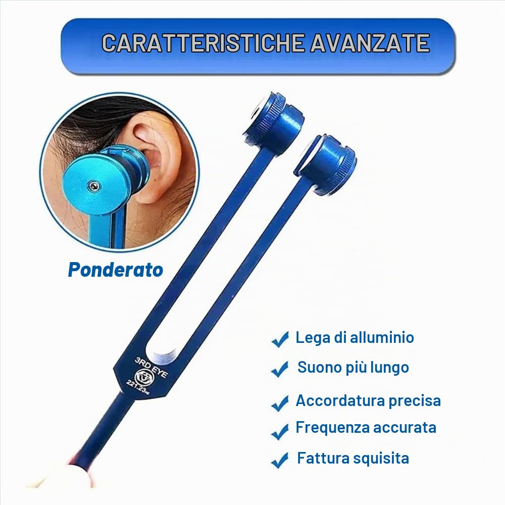 NEWFUN Diapason,Diapason Neurologico,Set di 8 pezzi con base + 1 martelli in silicone e panno per la pulizia, ideale per la terapia, per la terapia dei chakra, la terapia del suono, l'antistress