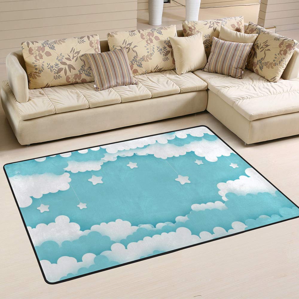 Tapis durable et facile à nettoyer Ruchen motif nuages pour salon