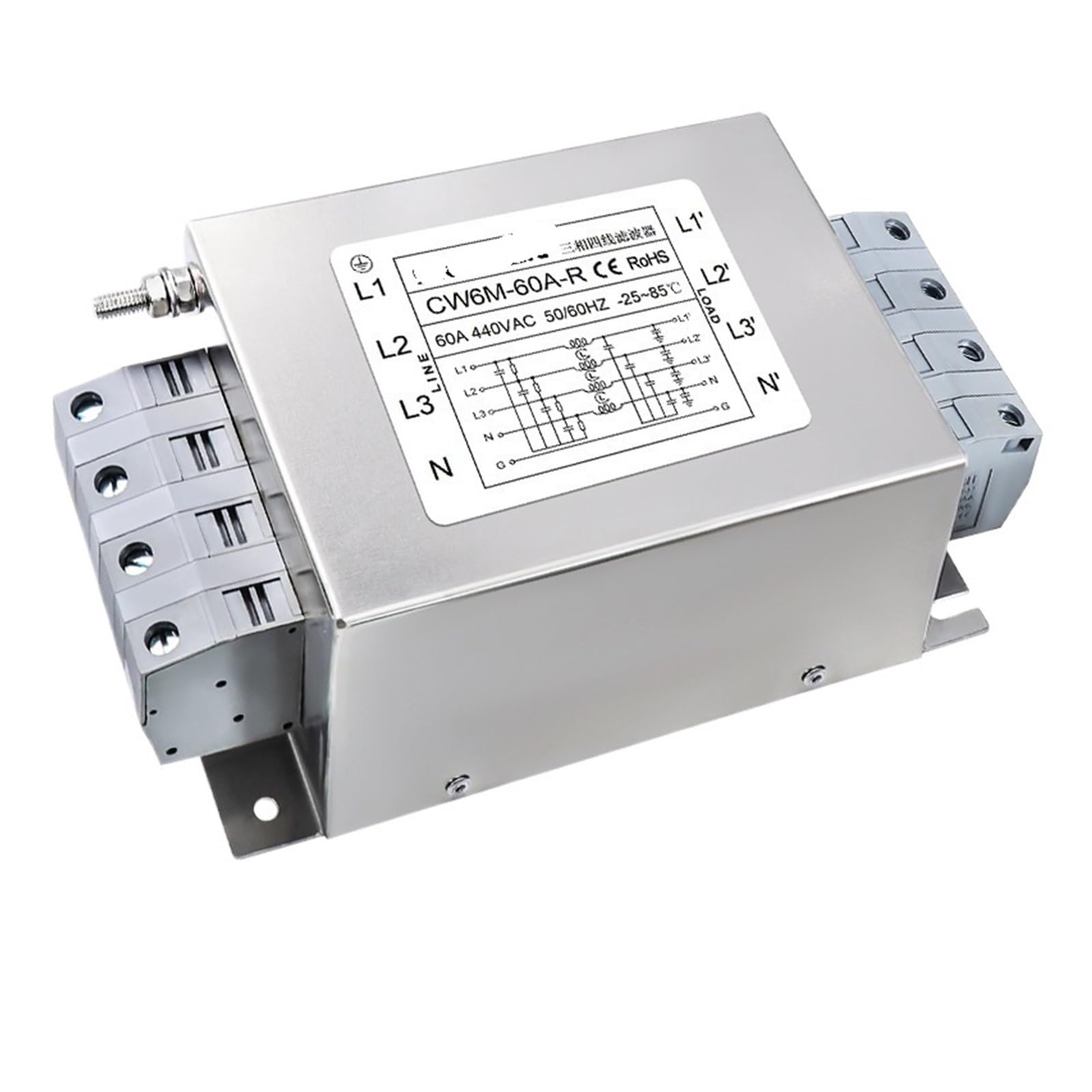 YTMJPQQJI Three-Phase Four-Wire AC Filter CW6M-50A70A85A-R European Standard Terminal 440V servo Inverter Interference(CW6M-60A-R)