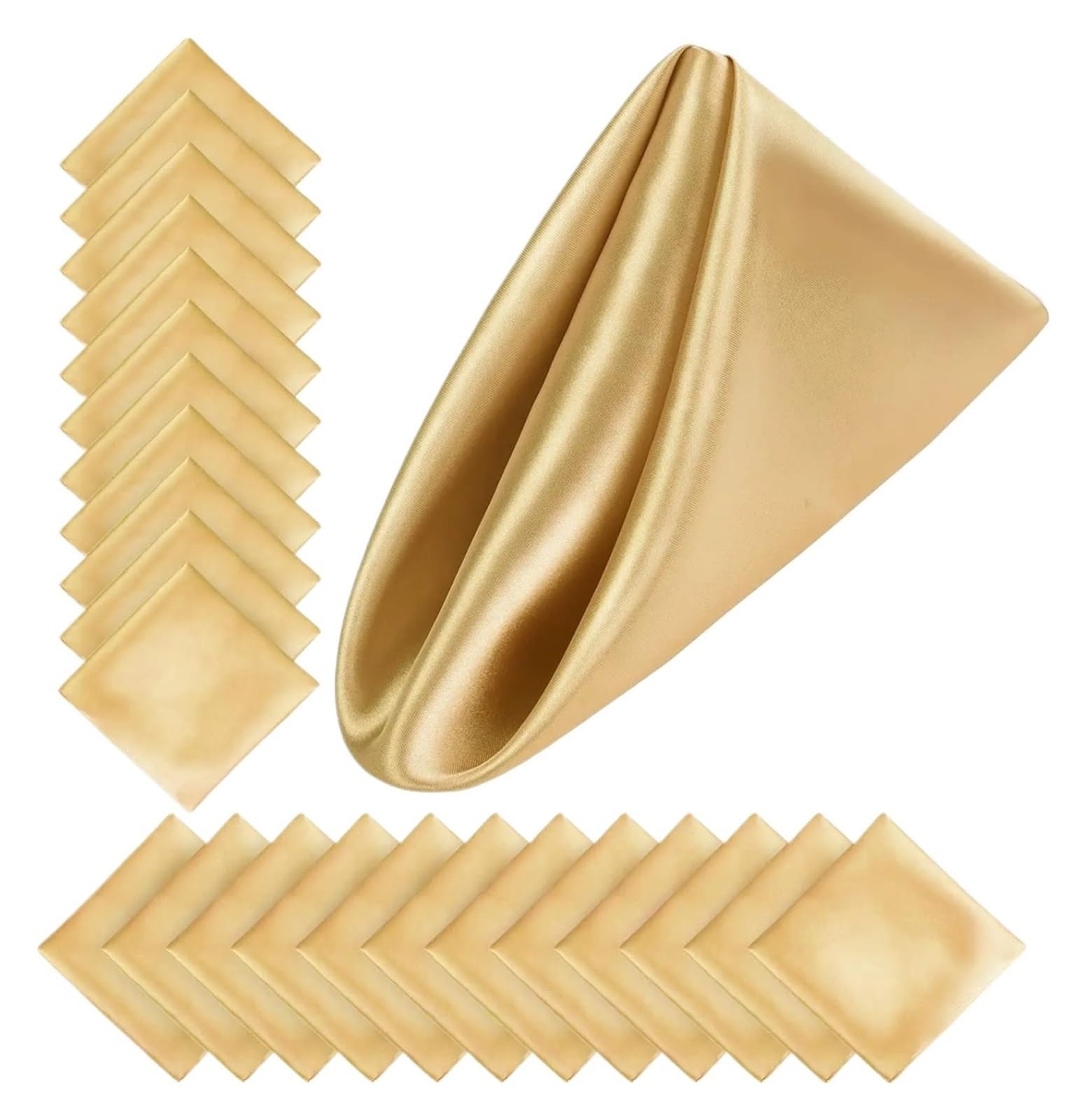 Satin Dinner Napkins 100PCS 30 * 30cm Satin Napkins Silky Soft Dinner or Handkerchief for Banquet Wedding Decoration(100pcs-golden)