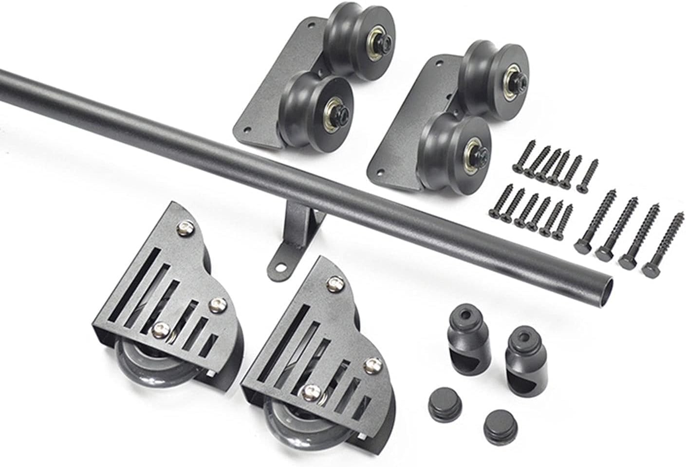 Kit rail d'échelle mobile en tube rond acier noir ensemble complet rails roulants