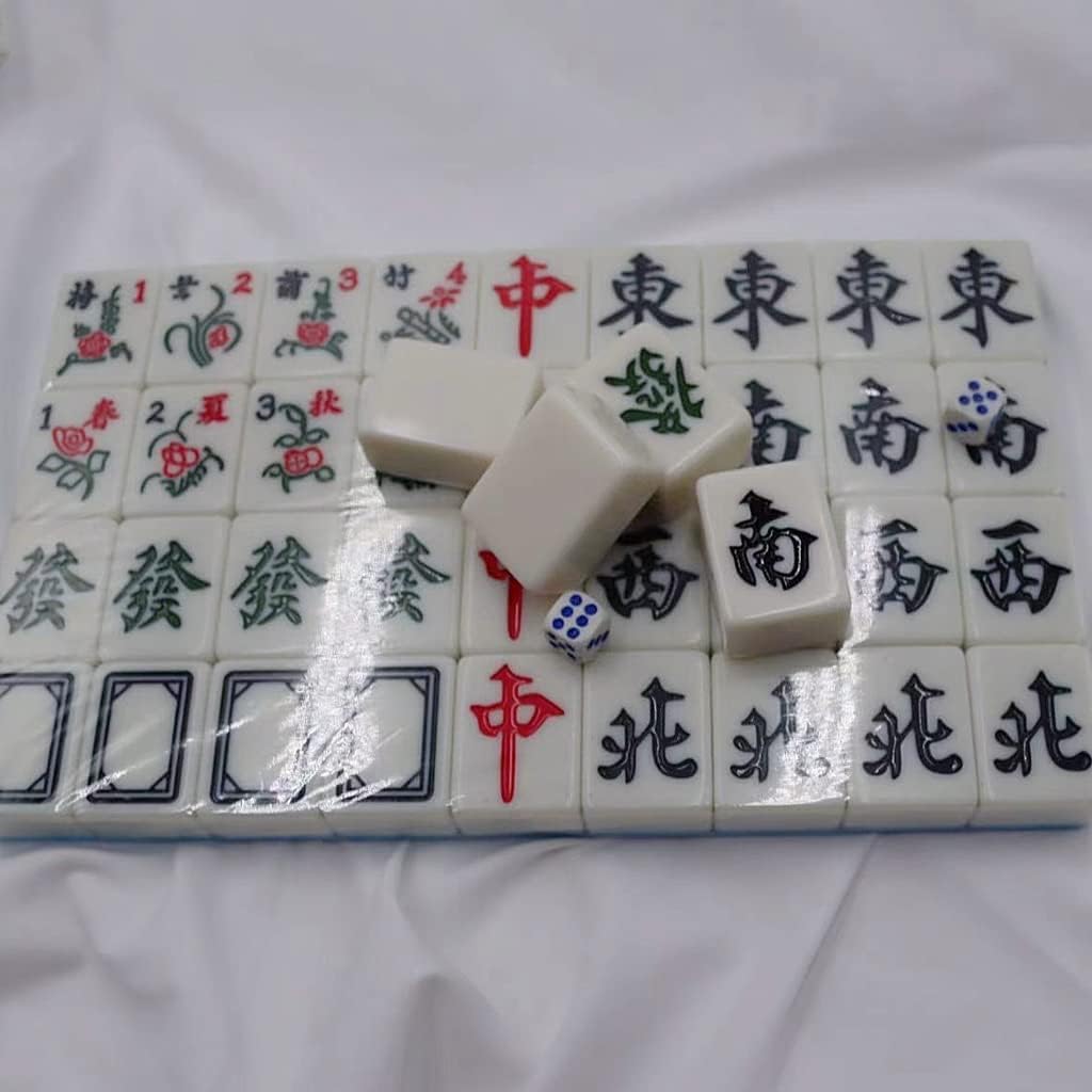 Pakiet gier Zestaw chińskich numerowanych płytek Mahjong z kostkami do płytek Łatwy do odczytania zestaw do gry Prezent/urodziny Chiński zestaw do gry Mahjong(40 EU)