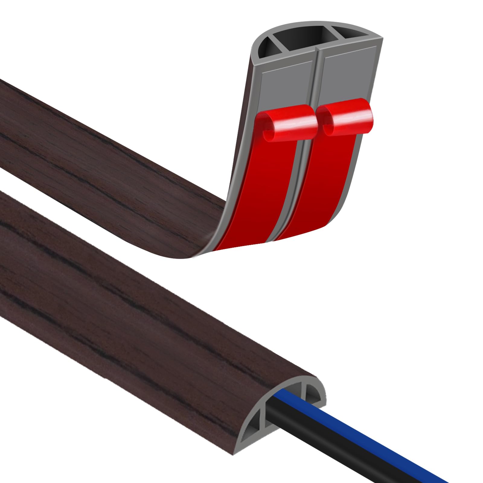 Canaletas para Cables Adhesivas, Madera Pasacables Suelo Goma, Canaleta Cables, para Uso en Oficinas, Escuela, Almacén, Conciertos, Etc, para Proteger Los Cables Evitar Riesgos deTropiezo — view 35
