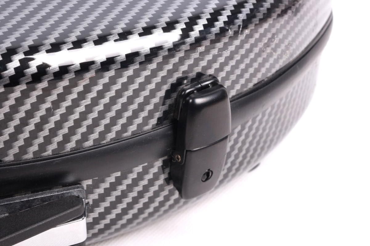 Geigenkoffer 4/4 volle Größe Composite Kohlefaser Hartschalenkoffer Starker Griff Rückengurte Weiche Polsterung (schwarz), CASE-21