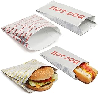 Stockroom Plus Burger Wrappers - 300-Piece Assortment, Red & Yellow Text - Foil & Paper Hamburger Wrappers & Hot Dog Sleeves, Grease-Resistant, Insulated Concession Packaging