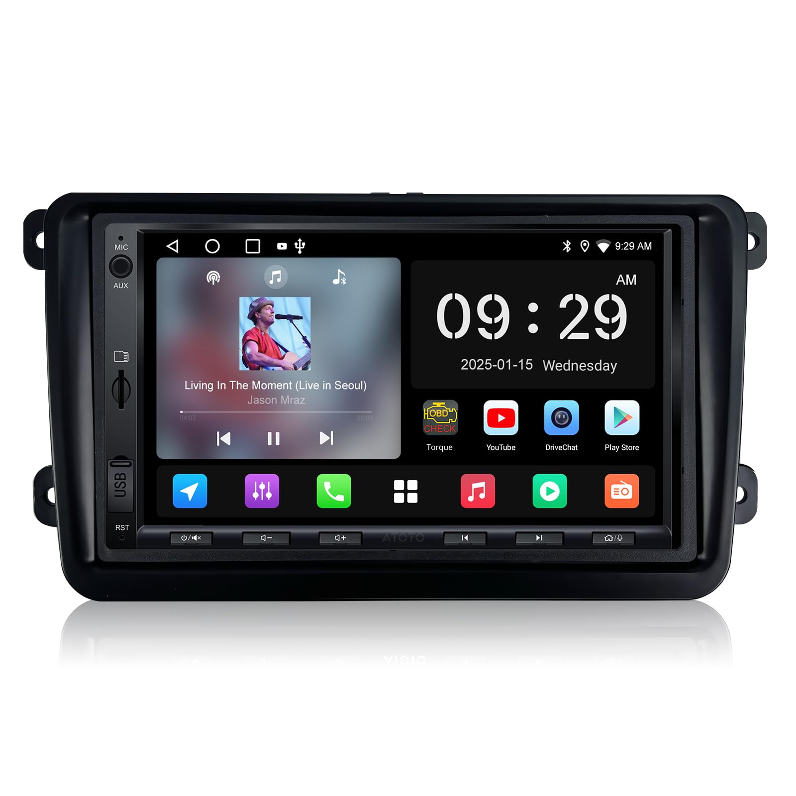 **A5L Autoradio 2 Din Android 7 Pouces Écran avec Android Auto/CarPlay sans Fil, Compatible Volkswagen Golf Polo Tiguan 