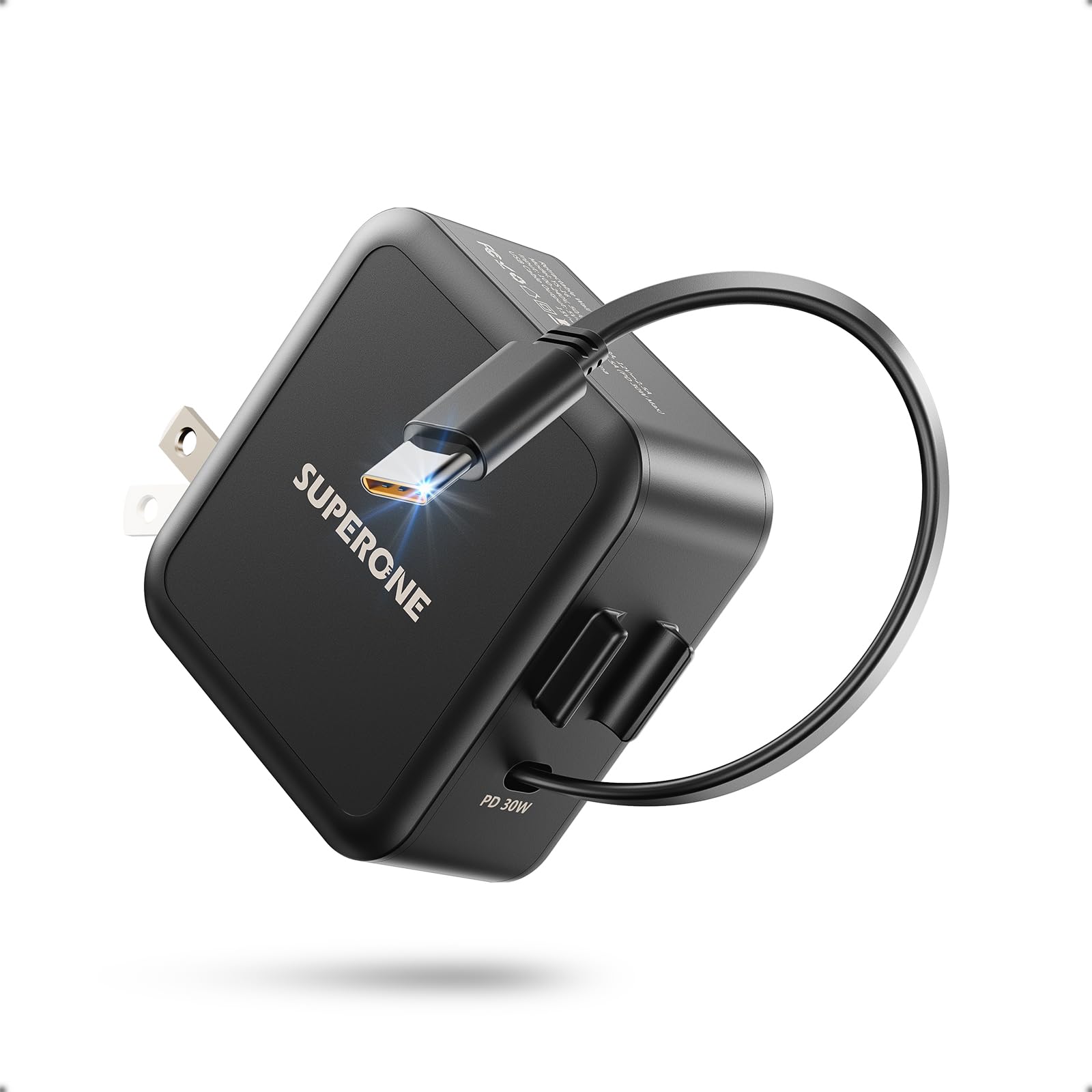 SUPERONE 30W Retractable Charger for i Phone 16, USB C Wall Charger Block with 31.4in Fast Charging Cable, Retractable Chargers Wall Plug for iPhone 16 15 Pro Max Plus, Galaxy, Pixel, Pad and More