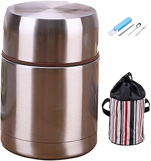 BJ&HH 0,8 l / 1,0 l mini termos na żywność dla dzieci termos pudełko na lunch przenośny pojemnik na zupę ze stali nierdzewnej butelki próżniowe termos, D, 800 ml