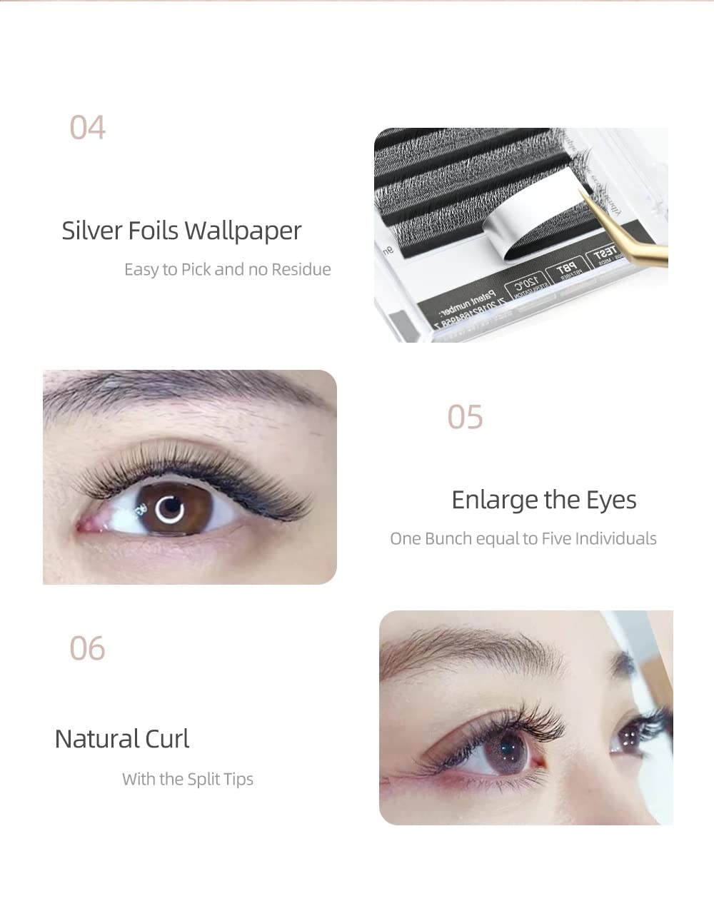 NAGARAKU 5D W Eyelash Extension 0.07mm 5D Volume Matte Black Premade Cluster Fans pre Fanned yy Eye Lashes (8mm, 0.07 D) 4