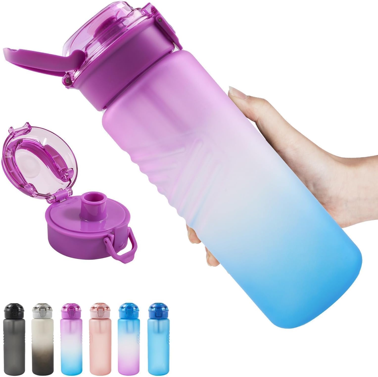Kerilyn 32oz Water Bottle, Leakproof Sports Water Bottle, BPA Free Plastic Water Bottle No Straw, Reusable Water Bottle with Handle, Fruit Infuser for Gym Fitness, Camping, Outdoor, Mix 1