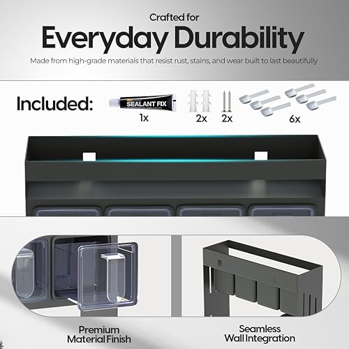 Miniatura 8 de Organizador de especias para gabinete solución de almacenamiento para ahorrar espacio en la cocina, soporte de pared o organizador de encimera para