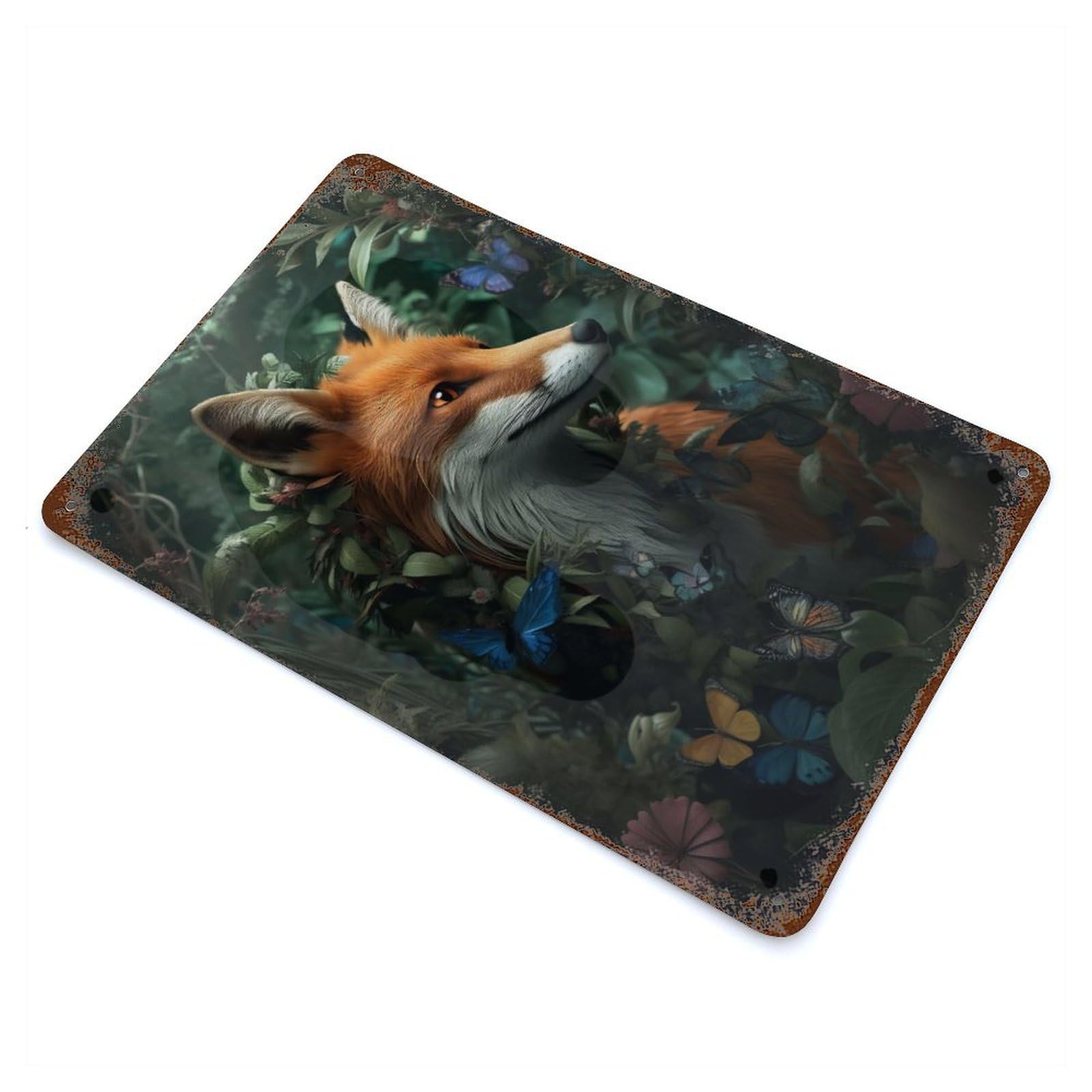 Magical Whimsical Fox 11.8"x7.9" Retro Metal Sign, Industrial Home Decor for Basement, Hobby Room And Garage Decor