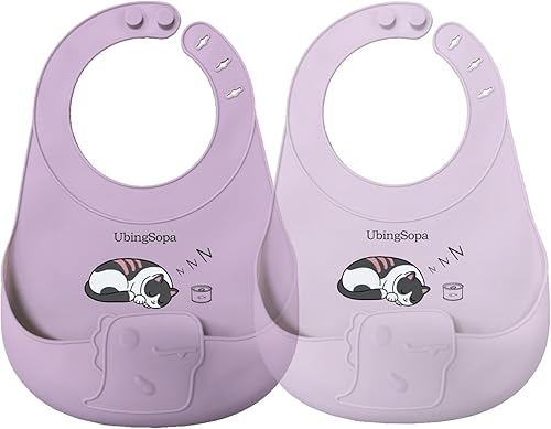 Baberos de silicona para bebés: ajustables, suaves, impermeables y duraderos, con gran bolsillo para atrapar alimentos, aptos para la alimentación