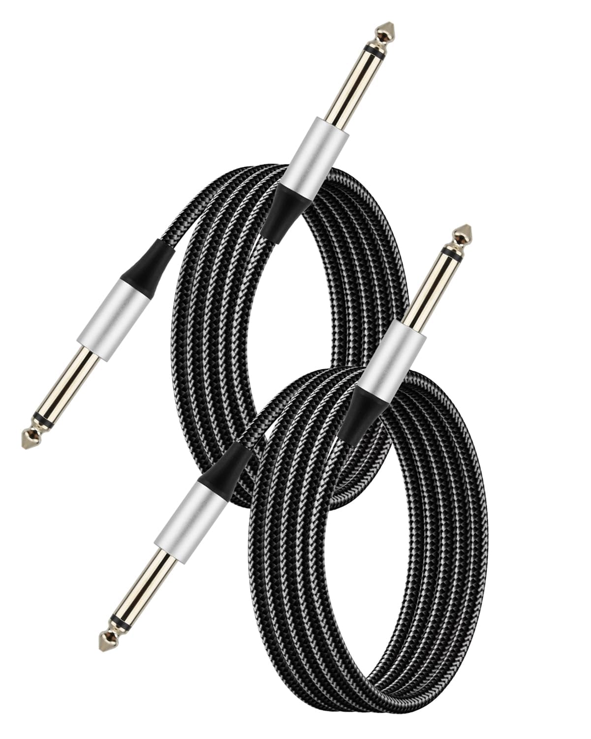 2 Pack Guitar Cable 3 meter/10FT, 6.35mm 1/4 Inch Guitars Amp Cord, Braided Guitar Jack Lead