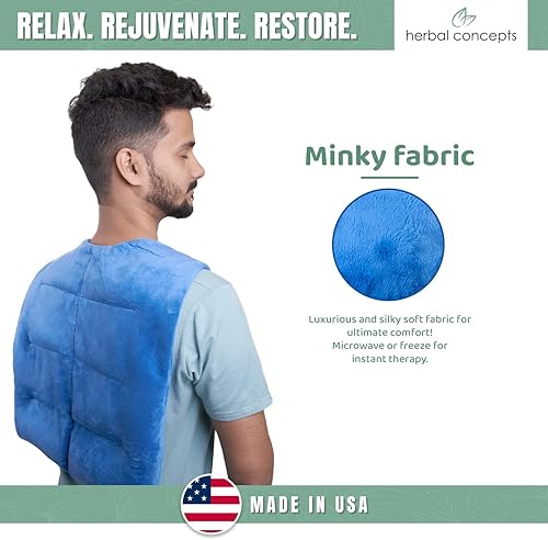 Miniatura 5 de Herbal Concepts Envoltura para microondas con forma de chaleco de aromaterapia hecha de linaza orgánica, menta y hierba de limón para la espalda,