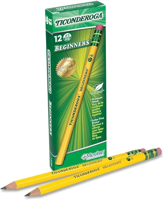 Ticonderoga Beginners Primary Size #2 Pencils with Erasers, Yellow (13308) (4-Pack of 12)