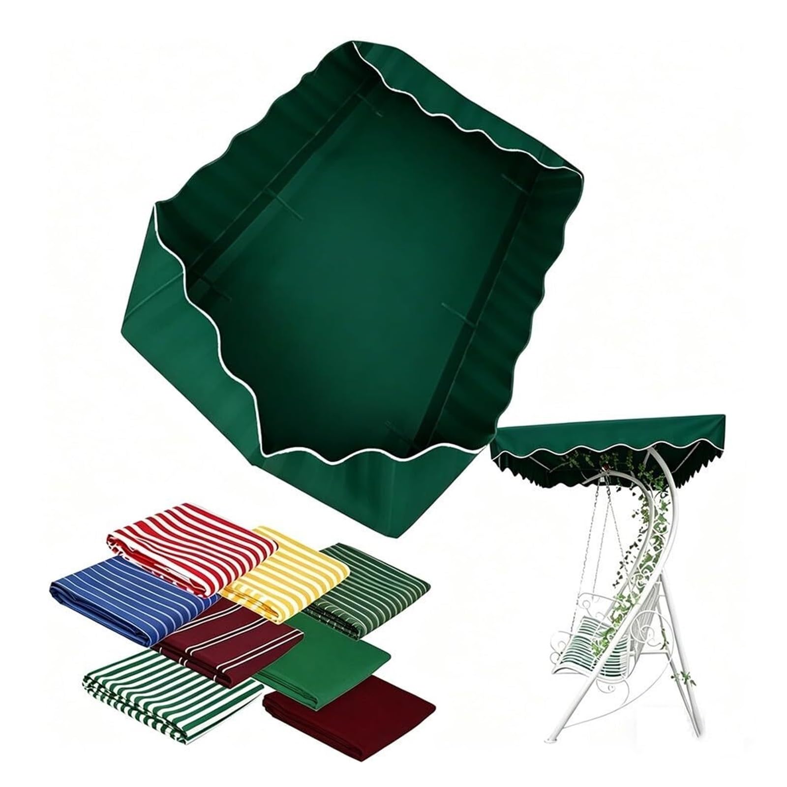 Swing Roof Cover Universal Replacement Canopy for 2-3 Seater - Weatherproof Sun Canopy 142 x 120 cm / 210 x 145 cm for Garden Swing (Dark Green, 164 x 114 cm / 65 x 45 inches)