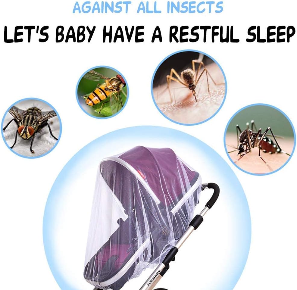 2 Pack Baby Mosquito Net for Strollers Carriers Car Seats Cradles, Portable Durable & Long Lasting Infant Insect Shield Netting (White)