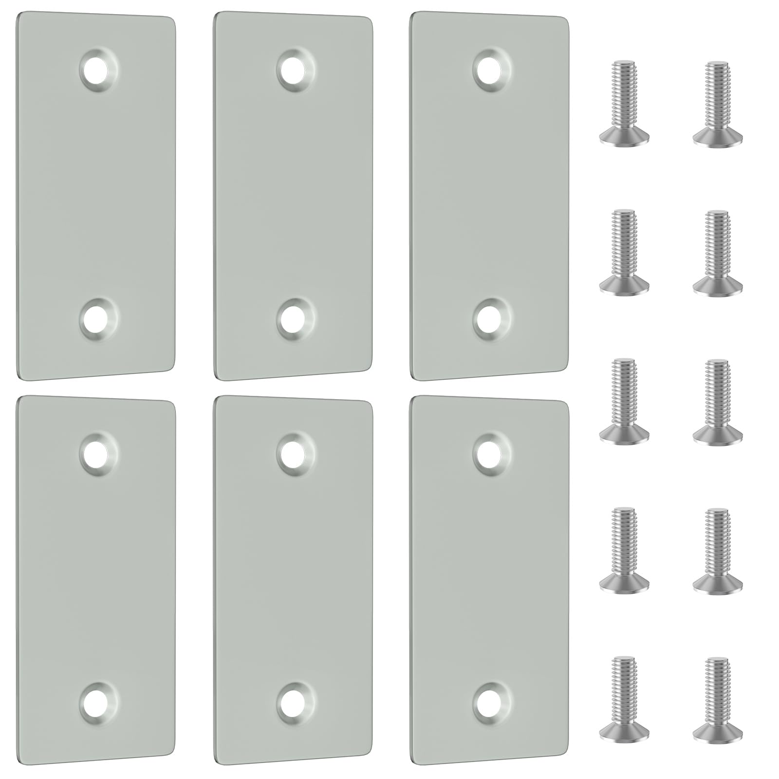 Door Hole Cover Plate, Door Edge Hole Filler Plate, Door Latch Filler Plate, 1-1/8 × 2-1/4 Door Hole Cover, Gray Deadbolt Plate -6 Pack