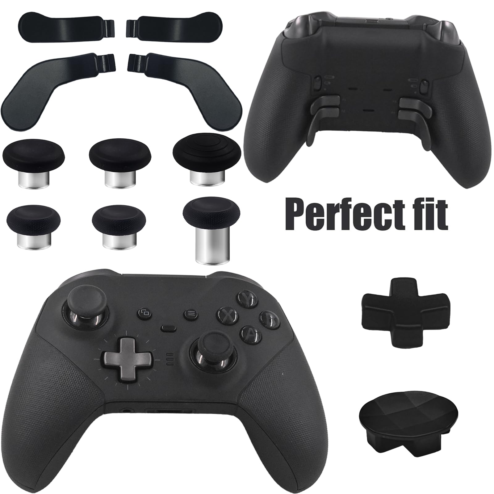 Palillos de metal 13 en 1 para Xbox One Elite Series 2, accesorios para Xbox Elite Controller Series 2, piezas de accesorios, incluye palanca de mando de metal Mod 6 Swap, 4 palas, 2 D-Pads, 1