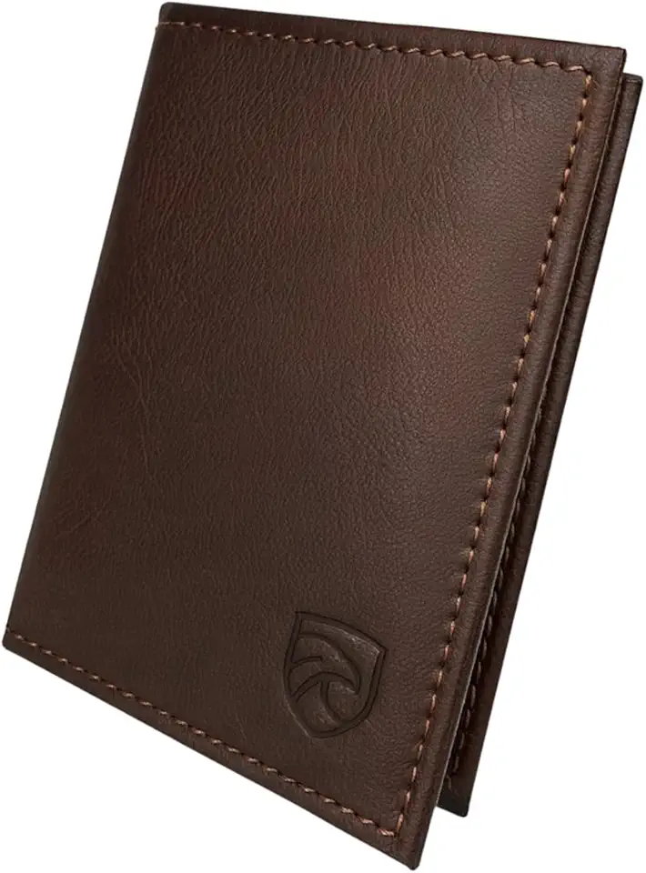 Carteira Masculina de Couro Legítimo Slim com Porta Cartões e Documentos, Carteira Masculina Dobrável Clássica para Uso Diário