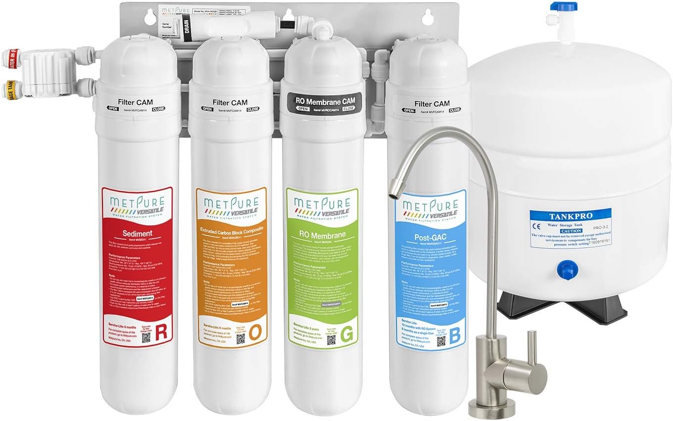 Versatile Reverse Osmosis Water Filtration System | 4 Stage Quick Twist Filters RO System With Faucet | Under Sink Water Filter For Clean Drinking Water & Simple Set Up - 50 GPD