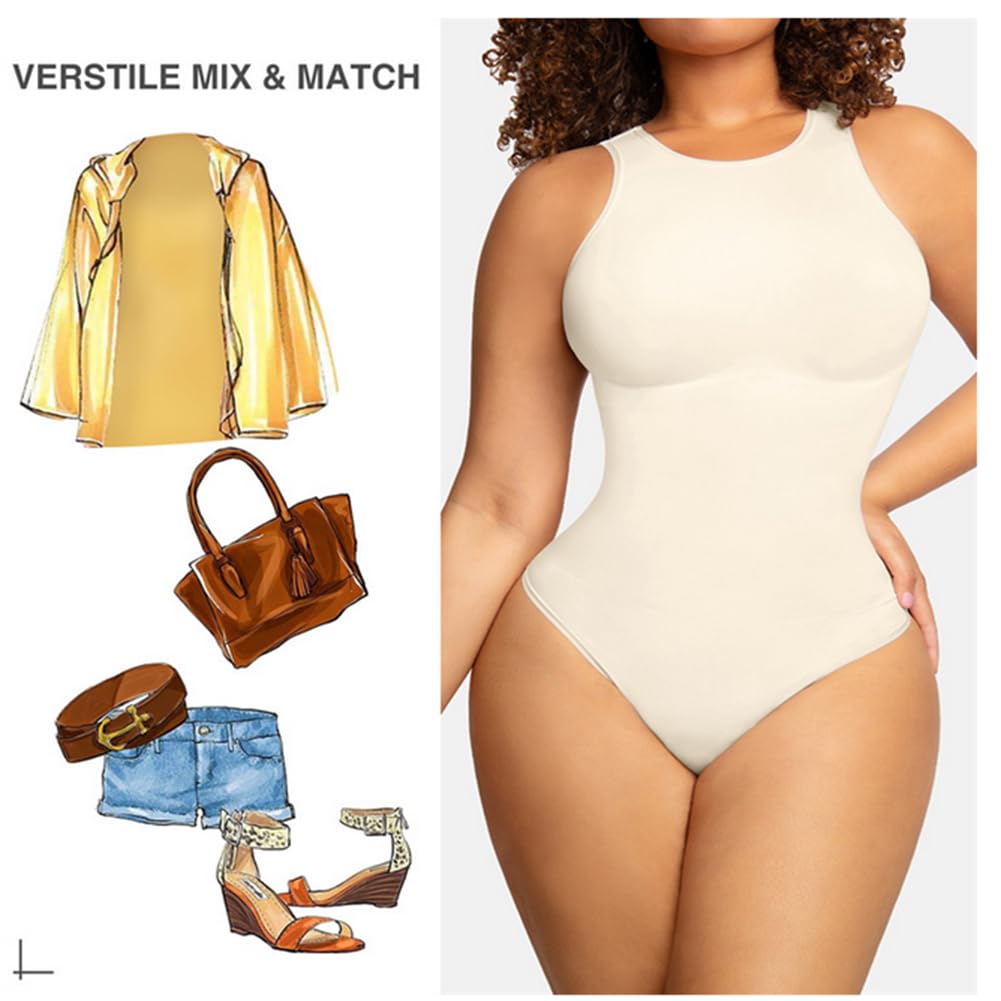 Body Gainant sans Manches pour Femme, Gaine Amincissante sans Coutures, String Sculptant Le Corps